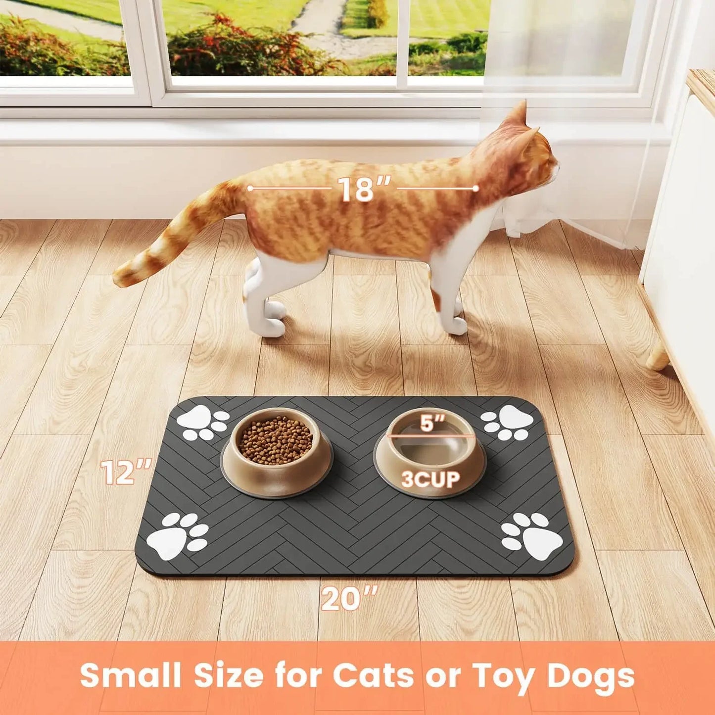 Absorbent Pet Feeding Mat – Waterproof Non-Slip Placemat for Cat Food Bowls