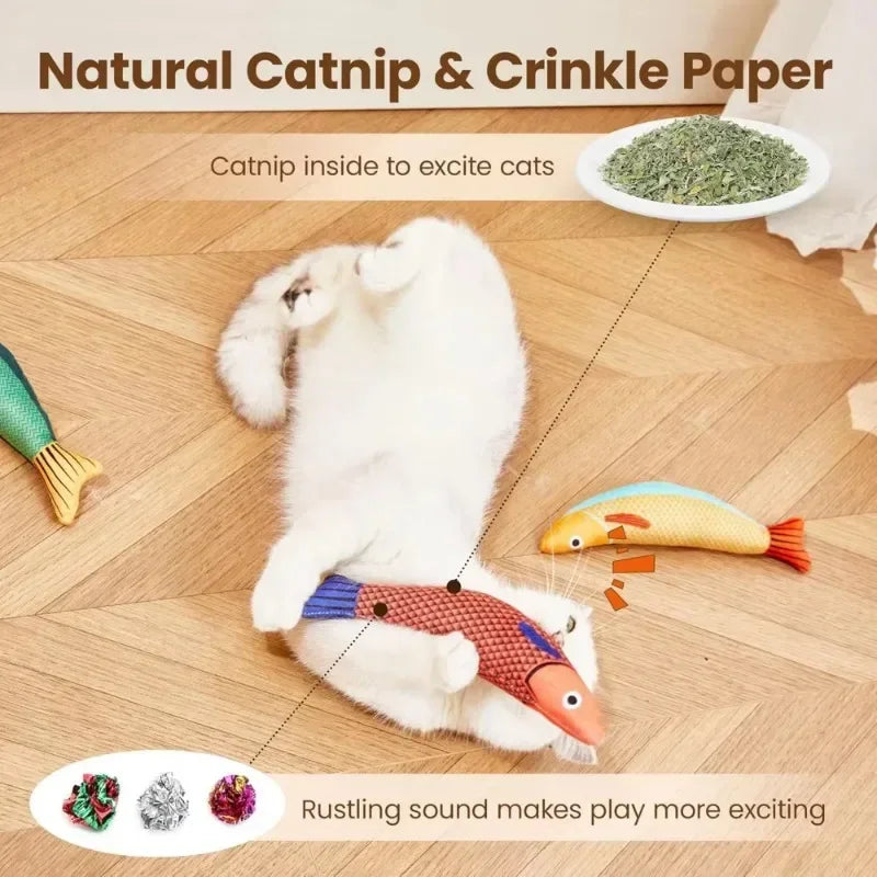 Catnip Fish Kicker Toy – Crinkle Sound Plush for Cats