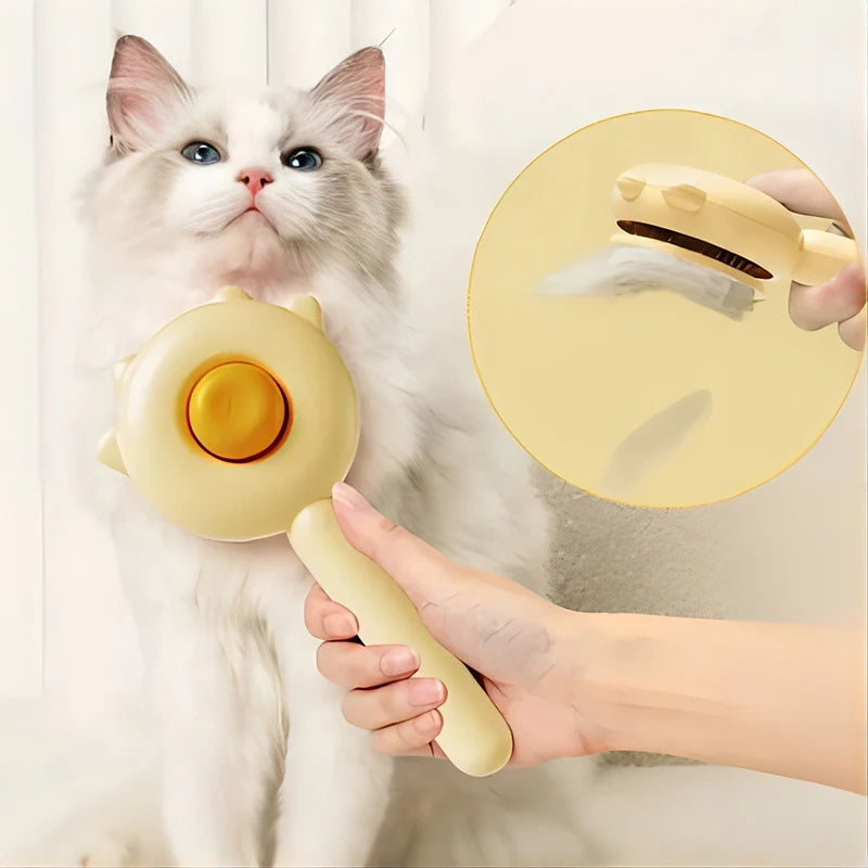 3-Color Pet Grooming Comb – One-Key Hair Removal & Massage Brush for Cats and Dogs, Portable & Easy Clean