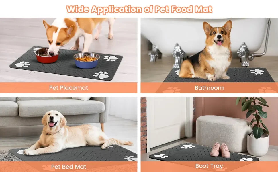 Absorbent Pet Feeding Mat – Waterproof Non-Slip Placemat for Cat Food Bowls