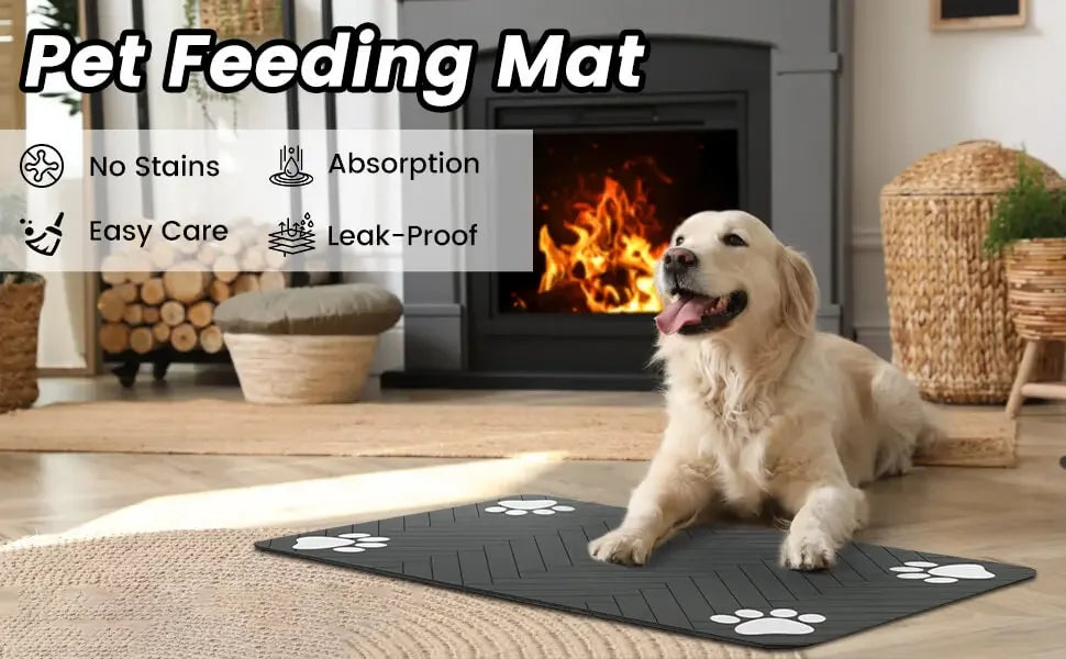 Absorbent Pet Feeding Mat – Waterproof Non-Slip Placemat for Cat Food Bowls