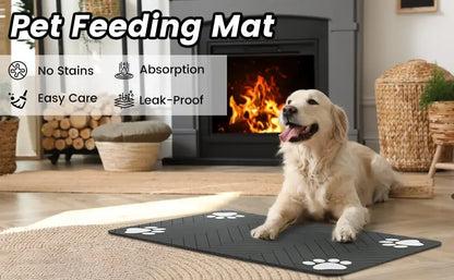 Absorbent Pet Feeding Mat – Waterproof Non-Slip Placemat for Cat Food Bowls