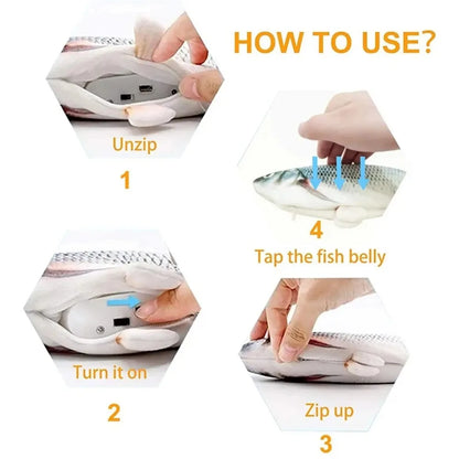 Floppy Fish Cat Toy – USB Rechargeable Interactive Plush