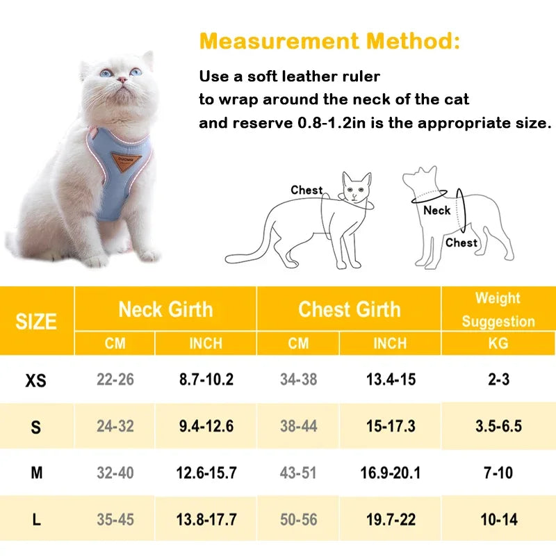 Cat Harness & Leash Set – Escape-Proof Soft Mesh for Cats