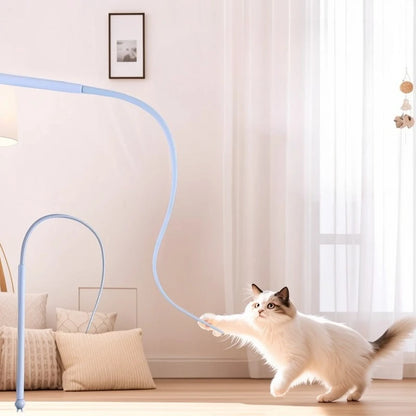 Silicone Cat Teaser Wand Toy – Interactive Mouse Tail Stick for Kittens
