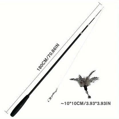 Extendable Cat Feather Wand Toy – Telescopic Interactive Stick for Indoor Cats