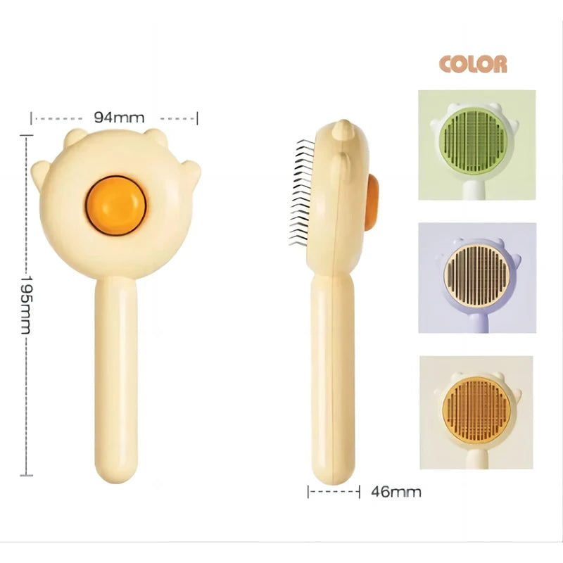 3-Color Pet Grooming Comb – One-Key Hair Removal & Massage Brush for Cats and Dogs, Portable & Easy Clean