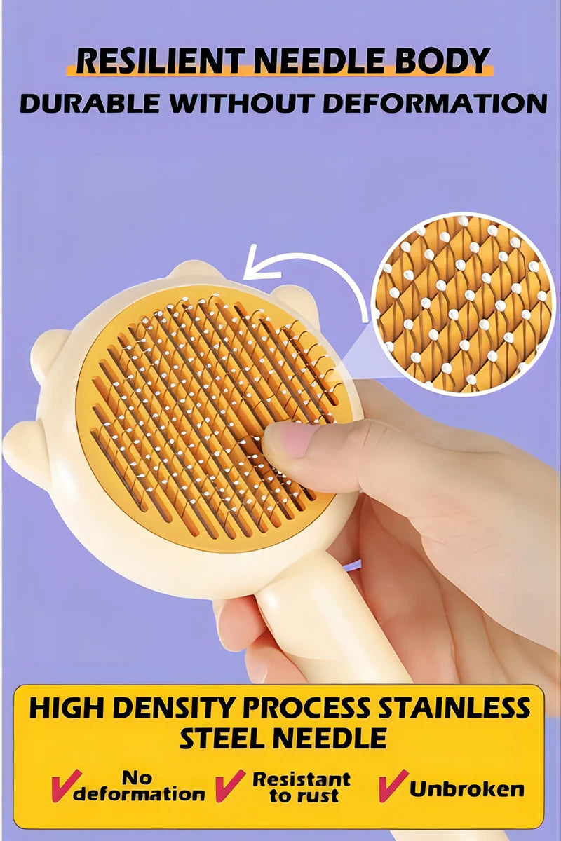 3-Color Pet Grooming Comb – One-Key Hair Removal & Massage Brush for Cats and Dogs, Portable & Easy Clean