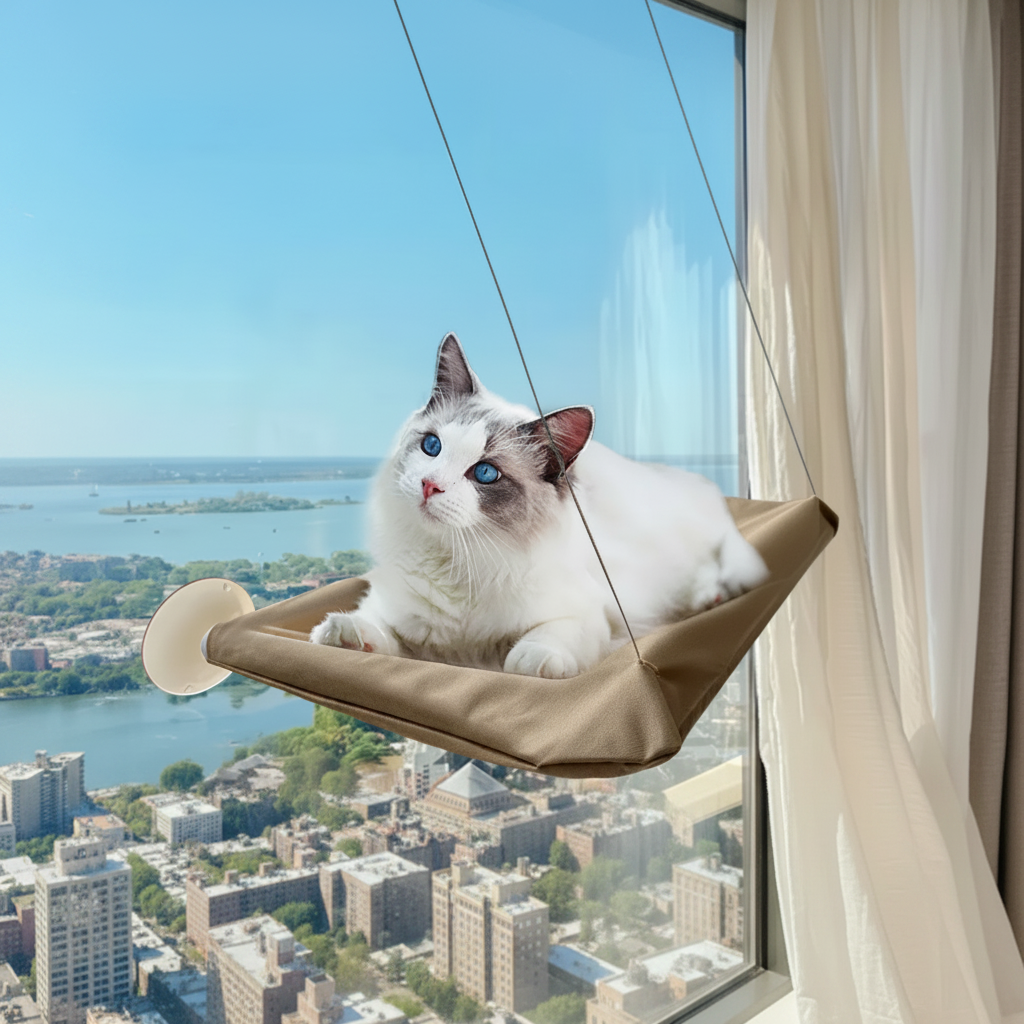 Window Cat Hammock – Suction Cup Hanging Bed for Indoor Cats